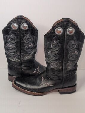 White Diamond Longhorn Leather Pull-up Cowboy Boots Size 10.5